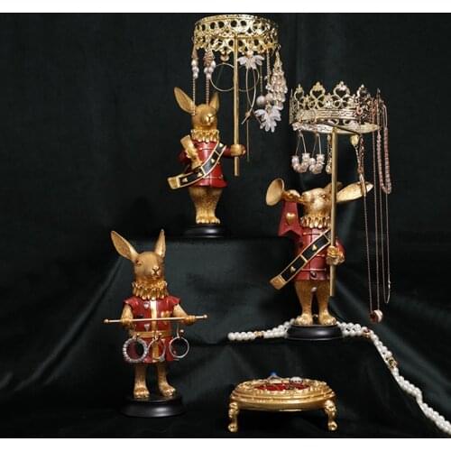 Cartoon Rabbit Decorative Shelves Cute Bunny Guard of Honor Necklace Stand Earrings Hanging Board Cosmetic Container Jewelry Box