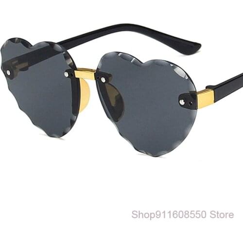 Childrens Fashion Heart Shaped Frameless Sunglasses Thin Metal Frame UV Protection Sunglasses for Beach Holiday Festival