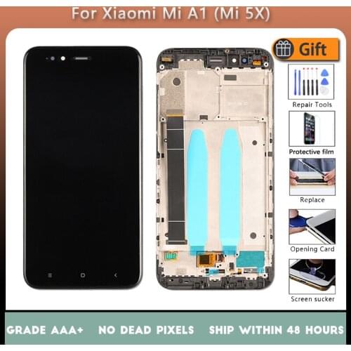 ForXiaomi Mi A1 (Mi 5X) Original LCD screen assembly with front case Black White With repair tool and Tempered film