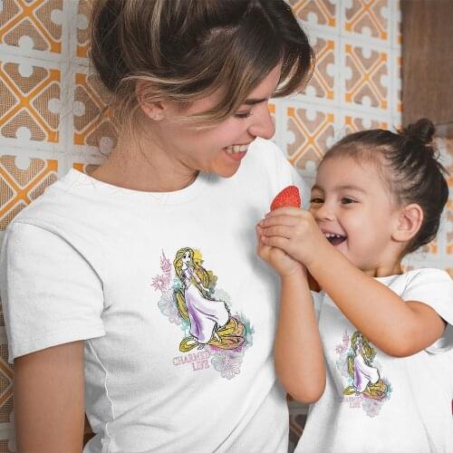 Rapunzel Princess Family Matching Clothes Outdoor Short Sleeve Disney Comfortable Color Adult Unisex T-Shirts Dropship Comfort