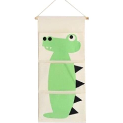 Cotton linen cloth art cute cartoon animal hanging pocket wall door childrens toy wardrobe storage hanging bag