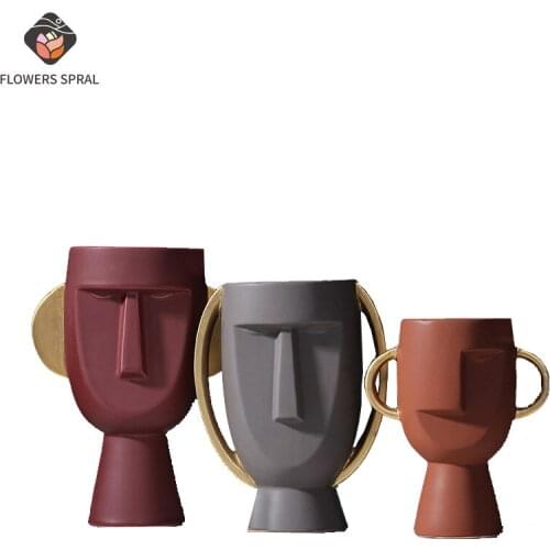 Nordic Style Avatar Face Ceramic Vase Creative Simple Modern Home Crafts Soft Decoration Ornaments