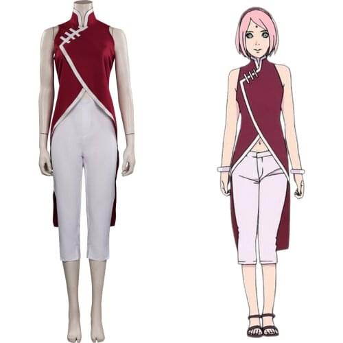 BORUTO Haruno Sakura Cosplay Costume Halloween Chrismas Party Pants + Top Clothing Clothes