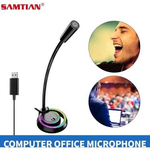 SAMITNA USB Microphone WIth RGB LED Light Stand For Laptop YouTube Live Broadcast Karaoke Gamers Computer Microphone