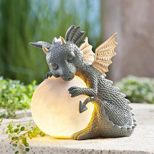 MystiCalls Garden Dragon Meditated Statue Collecting 16cm Resin Ornament Outdoor Yard Decoration Dinosaur Sculpture