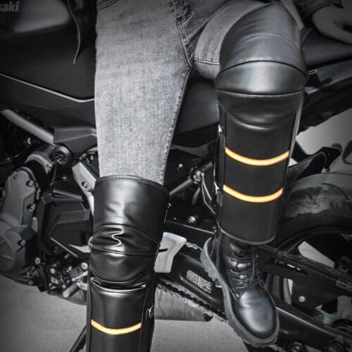 MotoLovee Motorcycle Riding Warm Knee Pad Motorbike Kneepad Leg Protective Warmer Winter Against Wind PU Leather Waterproof
