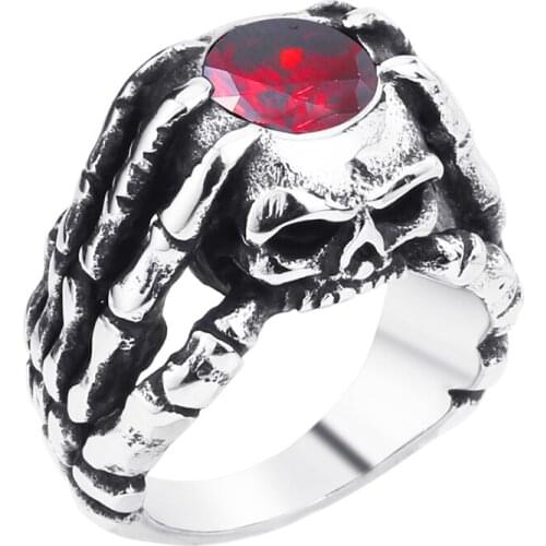 Mens Gothic Punk Claw ring Skull 316L Stainless Steel Jewelry Skeleton Rings