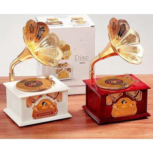 European Retro Record Phonograph Music Box Home Living Room Bar Coffee Shop Music Box Decoration Ornaments Music Decoration