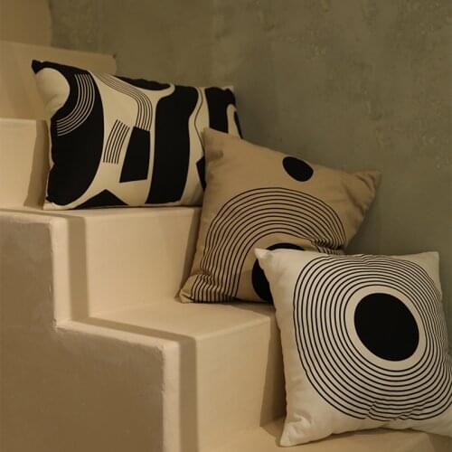 Point and Line Pillow Case Cotton Geometric Pillowcase Cushion Cover Decorative Nordic Home Office Cafe Christmas New Year Decor