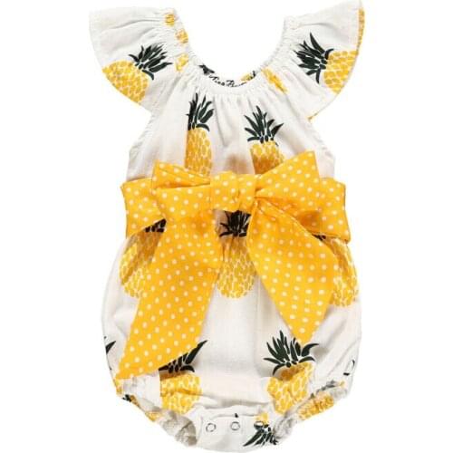 New Fashion Lovely Newborn Baby Girl Pineapple Ruffle Short Sleeve Romper Jumpsuit Clothes Outfit Sunsuit