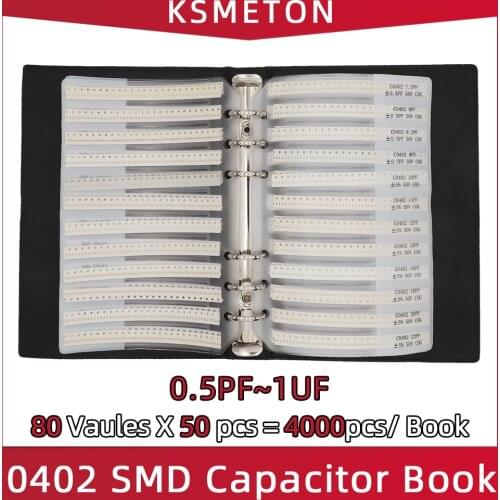 0402 SMD Capacitor Sample Book 80valuesX50pcs=4000pcs 0.5PF~1UF Capacitor Assortment Kit Pack