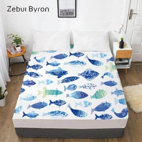 3D Cartoon Fitted Sheet for kids/baby/children,Bed Sheet With Elastic Queen/King/Custom,fish Mattress Cover 150/180/160x200