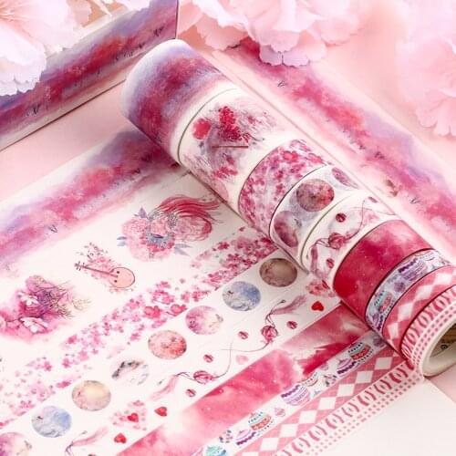 Romantic sakura decorative paper tape, planner scrapbook stickers, beautiful stickers and textured paper student stationery