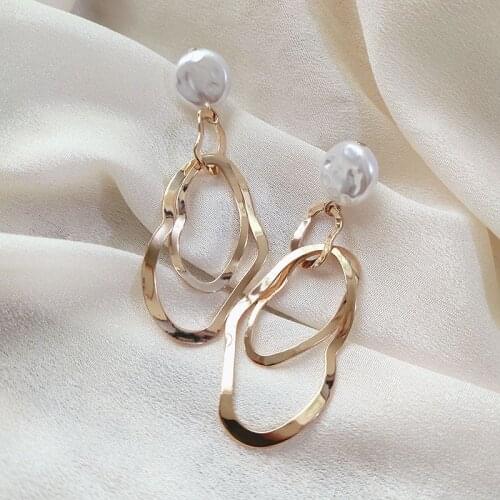 Earrings For Women New Fashion Pearl Geometry Metal Stud Earrings Women Jewelry Wholesale