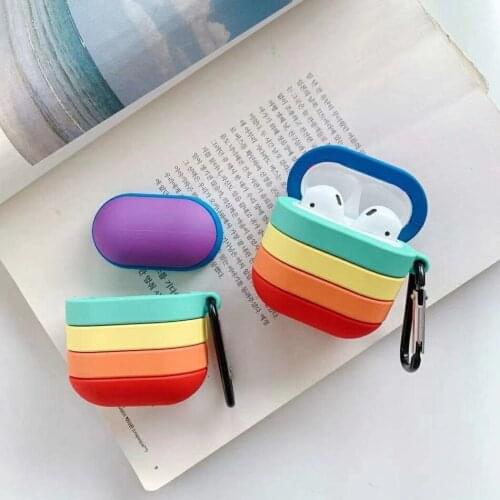 Silicone Case for Airpods Case Rainbow Colors Cute Protective Soft Earphone Case for Apple Air pods 2 Cover Headset Accessories