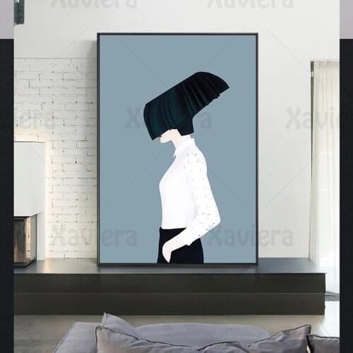 Modern Fashion Woman Back View Figure Wall Art Canvas Painting Abstract Art Poster Entrance Aisle Living Room Interior Decor