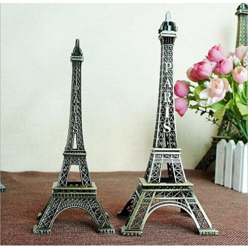 Pure Metal 15-18-25cm Crafts Eiffel Tower Building Ornaments Souvenir Home Decors Figurine Statue Model with Paris Tower Logo