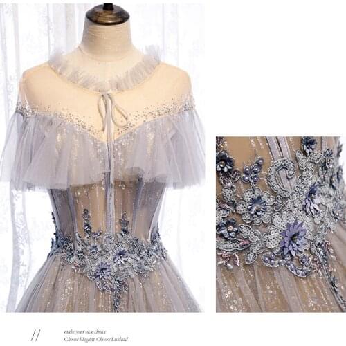 Light grey rhinestone ruffled veil collar vintage baroque ball gown Renaissance Gown queen Victorian/Marie Antoinette Belle