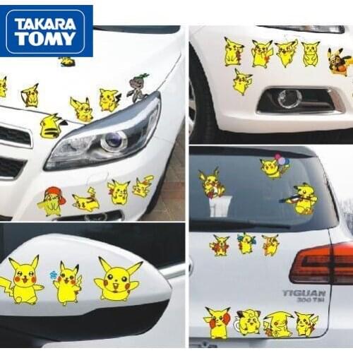 TAKARA TOMY Pokemon Pikachu Decoration Childrens Waterproof Car Sticker Car Sticker Fun Scratch Cover Decal