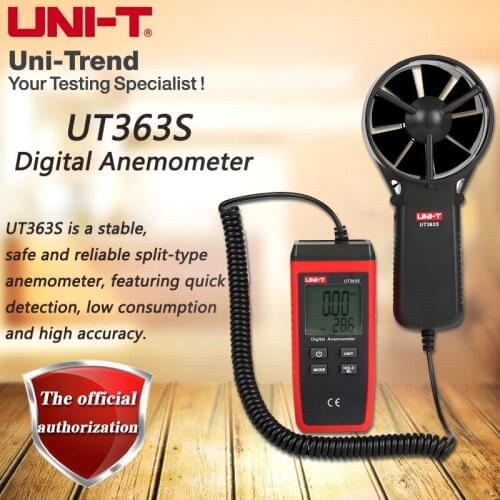 UNI-T UT363S Digital Anemometer; industrial grade handheld anemometer, wind speed / temperature tester