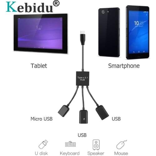Kebidu Multiple USB C Hub OTG 4 Port Type-C USB Power Charging Hub Cable Connector Adapter USB 3.1 to 4 USB 2.0 Port HUB