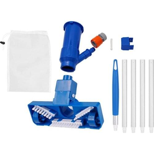 Pool Vacuum Head with Brush Bag Pole for Above Ground In Ground Pools Spas Ponds Fountains Blue plastic aluminum alloy