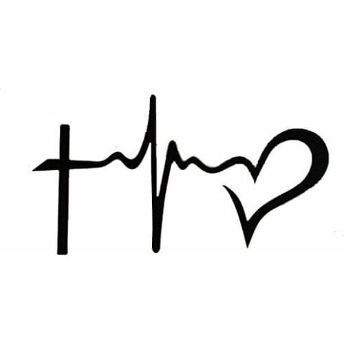 6"*3.2" Christian Life Line Cross & Heart Vinyl Decal Bumper Sticker for Your Car