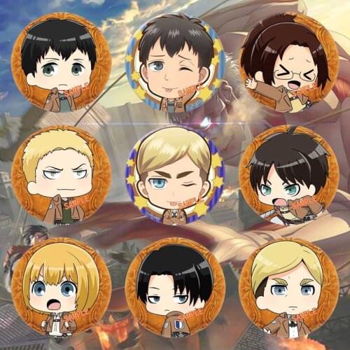 Attack on Titan Anime Badge Erwin Smith Eren Levi Armin Arlelt Zoe Hange Hans Jean Kirstein Badge Brooch Pins