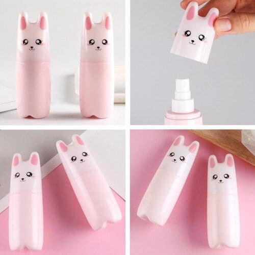 1Pc 70ml Portable Plastic Refillable Bottle Cartoon Pink Perfume Atomizer Spray Bottle Cosmetic Liquid Empty Pump Container