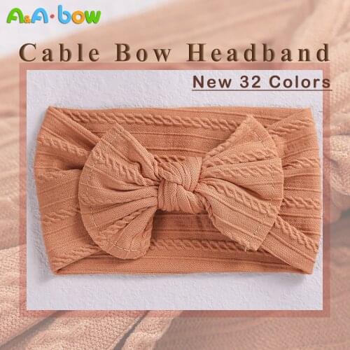 1pcs New 32 Color Cable Baby Bow Headband for Girl Cable Knit Headband Wide Nylon Headwear Girls Turban Baby Hair Accessories