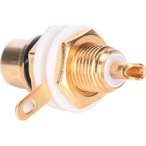 10pcs/lot Hot Audio Socket Panel Mount Amplifier Chassis Phono Connector Plated RCA Female Plug Jack With Nut Solder Cup