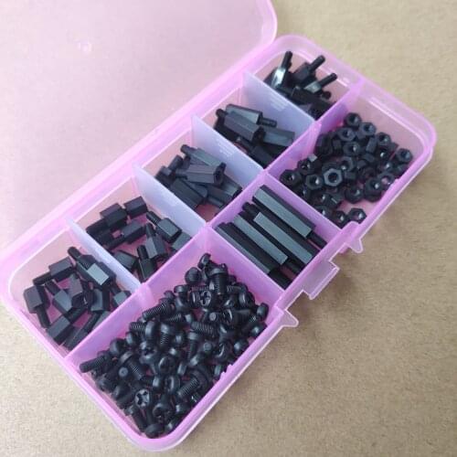 180pcs/Box M2 M2.5 M3*L+6mm Standoffs spacer Nylon Spacing Screw Hex Nut For PCB Motherboard Fixed assortment Kits