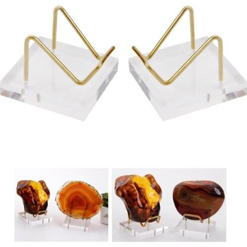 2pcs Metal Arm Display Stand Crystal Gemstone Mineral Specimen Citrine Amethyst Holder for Home Organization