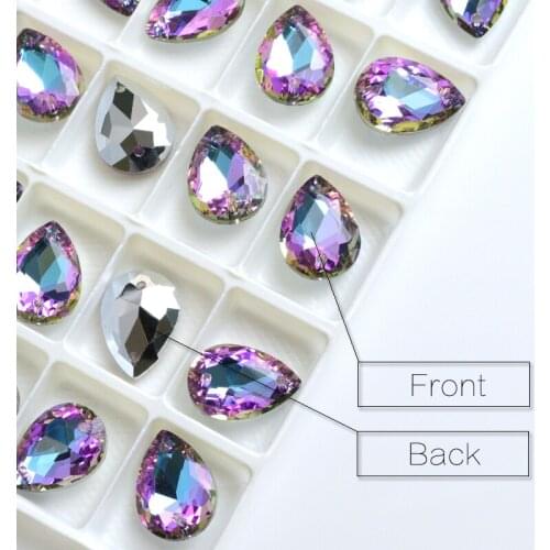 2020 new purple water drop sewn on rhinestone crystal Navette glass rhinestone sewn on clothing apparel accessories multi-size
