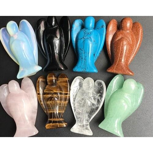 3PC Sculptured Angel Ornaments Natural Crystal Stone Angel Ornaments Office and Home Ornaments Random delivery