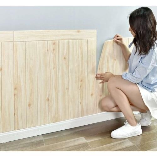 3D wall paste waterproof anti-collision kindergarten wall wrap sticker wood grain wall skirt wall paper