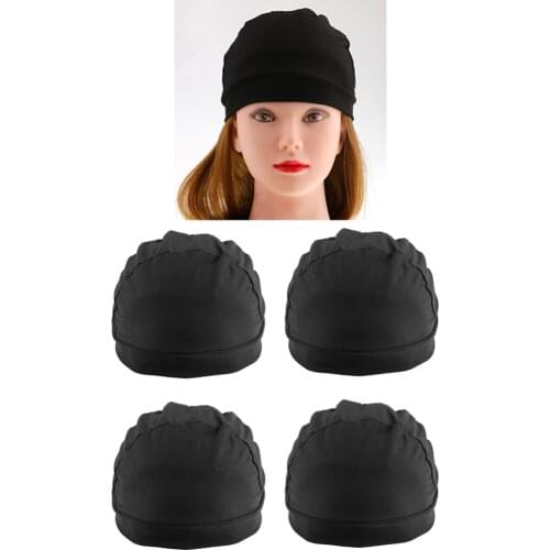4pcs Elastic Spandex Dome Cap Mesh Hair Net For Making Wigs Snood Stretchy Cap