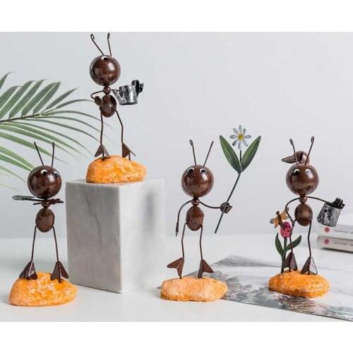 5/6pcs Gift Ant Figurine Elegant Statue Home Ornament Cartoon Model Table Decoration Bedroom Living Room Office Cute Iron Decor