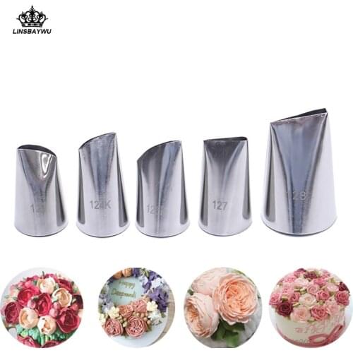 5 Pcs/Set Reusable Rose Petal Piping Nozzles Stainless Steel Cream Tips Cake Decorating Tools Drop Shipping