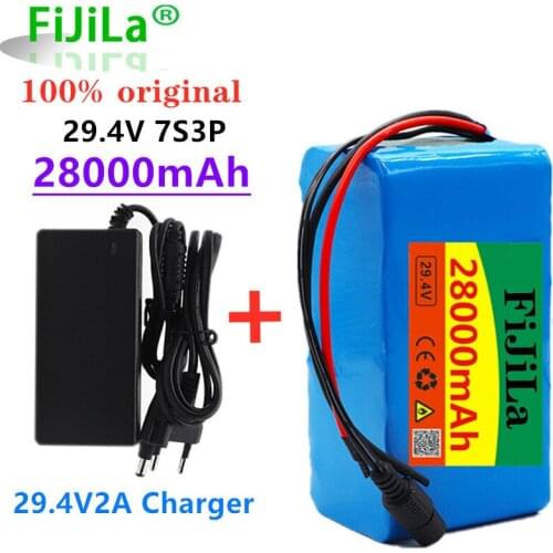 24V 28Ah 7S3P 18650 Battery 29.4V 28000mAh BMS Electric Bicycle Moped /Electric/Li ion Battery Pack+29.4V Charger