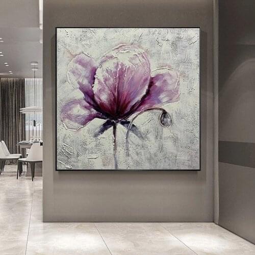 Free Shipping Hot Sale Oil Painting Home Decor Wall Art Pictures Purple Flower Wall Art Mural For Living Room Office Unframed