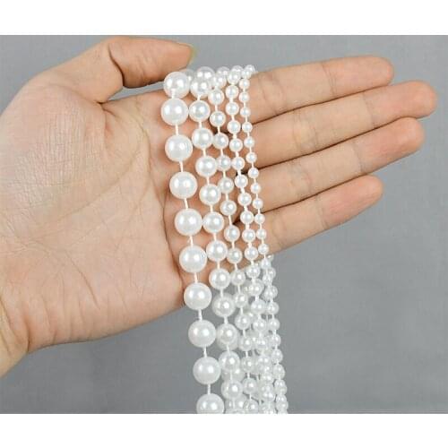 3M 4-12mm Imitation Pearl Beads Chain Lace Ribbon Embroidery DIY Craft Bracelet Jewelry Making Wedding Party Accessories