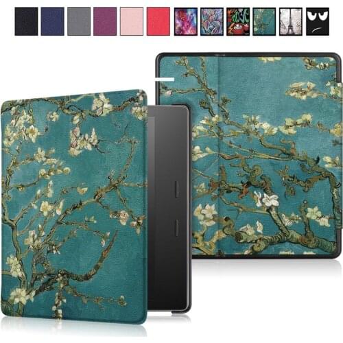 For Amazon 2017 & 2019 New Kindle Oasis 7.0" 9th and 10th Business Cartoon Painted Print PU Leather Flip Sleep Smart Cover Case