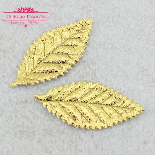500pcs 54X25mm Leaf-shape Decorative Leaves Gold,Silver,Green,Brown Satin Fabric Artificial Tree Leaf Party Ornament Home Decor