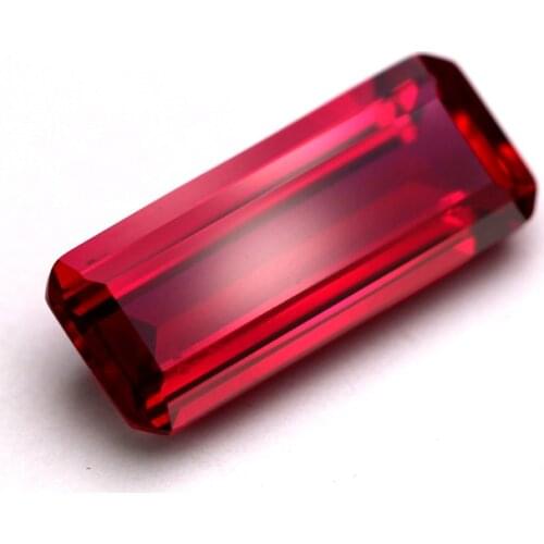 Long step rectangle shape red synthetic corundum stone dignity deep red rose stones faceted stone beads for jewelry making diy