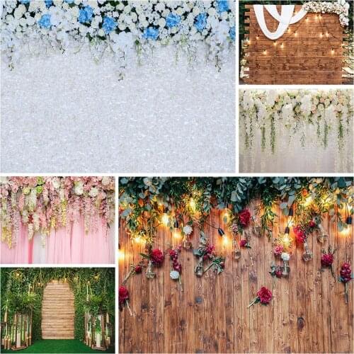 White Blue Flowers Photography Background Custom Backdrop for Baby Shower Children Valentines Day Wedding Photoshoot Fond Photo