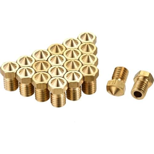 Uxcell 0.2mm 3D Printer Nozzle M6 Thread for V5 V6 3mm Extruder Print, Brass 20 Pcs