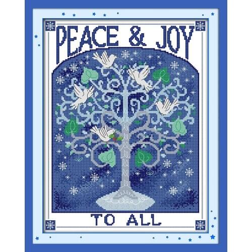 Joy Sunday Wishing Tree Chinese Cross Stitch Kits Ecological Cotton Clear Stamped Printed 11CT DIY Wedding Decoration For Home