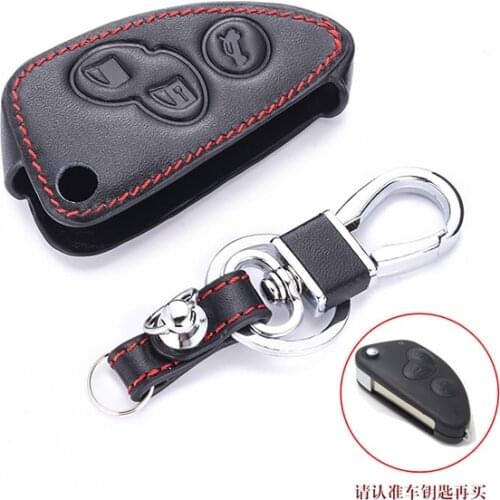 Leather Car Key Case bag For Alfa Romeo 147 156 166 GT JTD TS 3 Buttons Folding Keychain Holder Remote Fobs Shell Cover