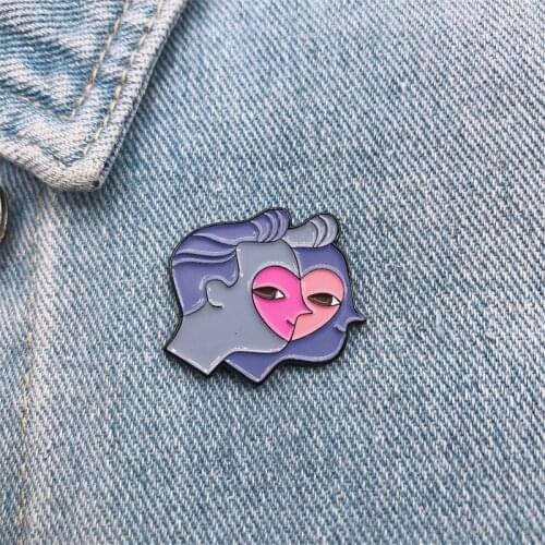 Cartoon Fun Love Couple Portrait Enamel Brooch Alloy Pin Badge Clothes Bag Sweet Accessories Jewelry Gift For Friends